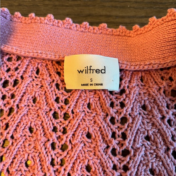 Aritzia Wilfred Rose Pink pointelle Cardigan S - Picture 2 of 2